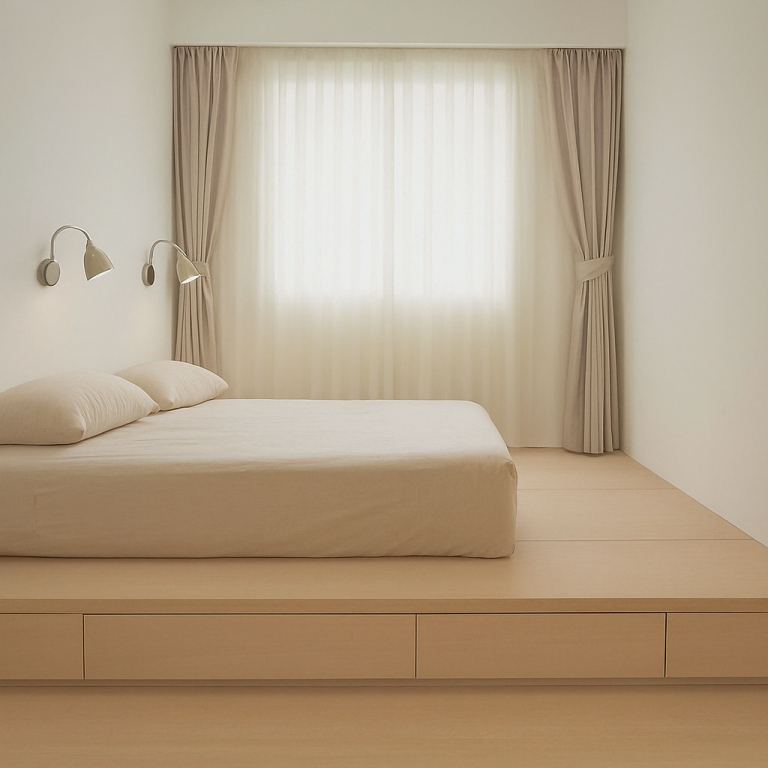 Muji Interior Design Minimalist Bedroom with platform