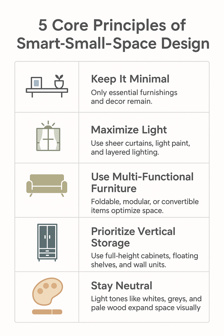 5 Core Principles of Smart Small-Space Design" 🖼️ Design Layout